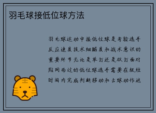 羽毛球接低位球方法